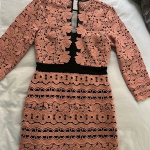 REISS dark rose pink 3/4 sleeve dress